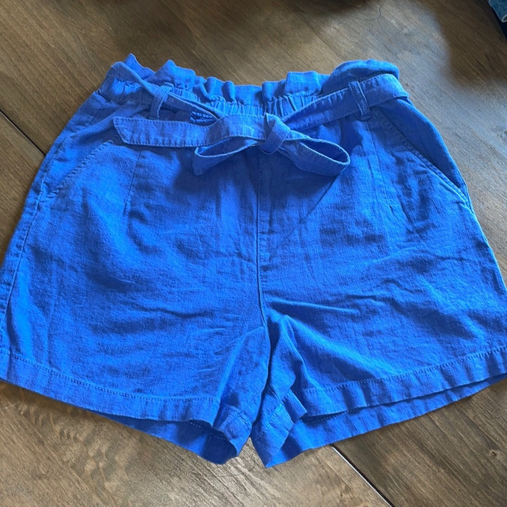 Periwinkle paper bag shorts